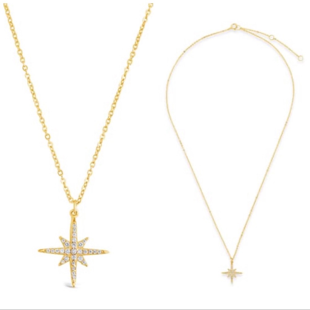 Gold Vermeil Pave Cz Starburst Pendant Necklace